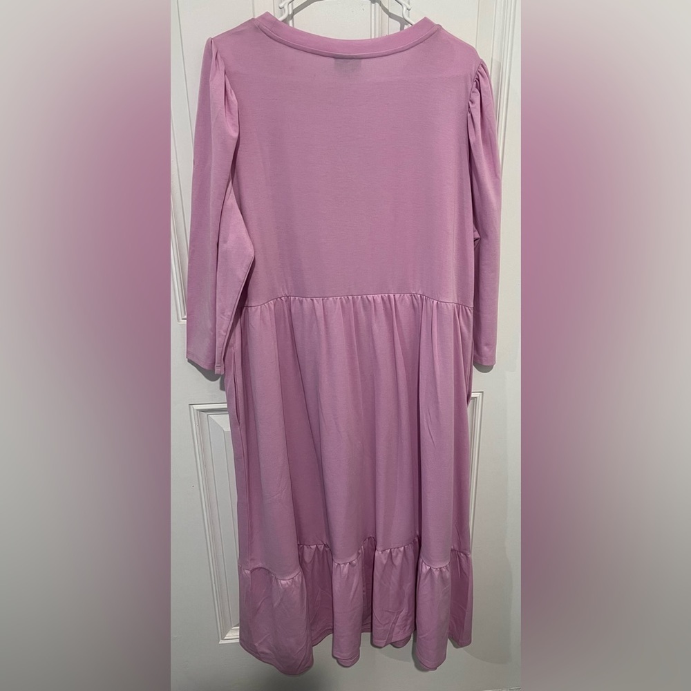 New! Who What Wear Long Sleeve Lilac Light Purple Tiered Midi Dress Size 1X NWT - Picture 12 of 16